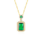 Collar Gema Esmeralda Brillante, Acero