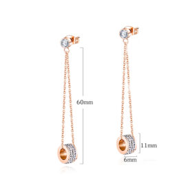 Aretes Largos Rueditas Brillantes Acero - Imagen 4