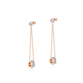 Aretes Largos Rueditas Brillantes Acero