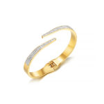 Brazalete Abierto Circonias Deslumbrantes, Acero