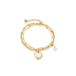 Pulsera Corazón y Perla, Acero