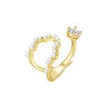 Anillo Destello de Circonia y Perlas, Alloy