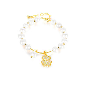 Pulsera Osito y Perlas, Alloy