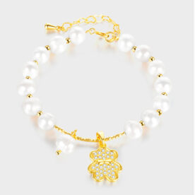 Pulsera Osito y Perlas, Alloy - Imagen 2