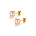Aretes Perlas Brillantes, Acero