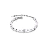 Pulsera Ajustable Perlas Radiantes Acero